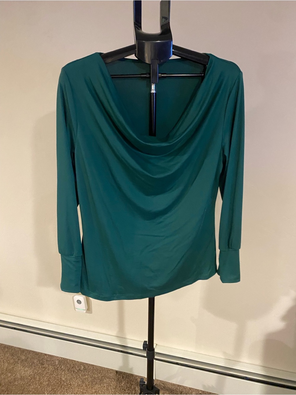 SHEIN Green Draped Cowl Long-Sleeve Top